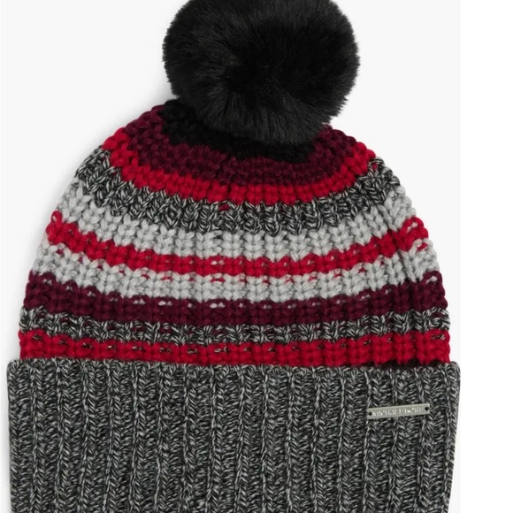 Michaels Kors Shaker Stripe Beanie with Faux Fur Pompom (NWT) - Picture 1 of 2